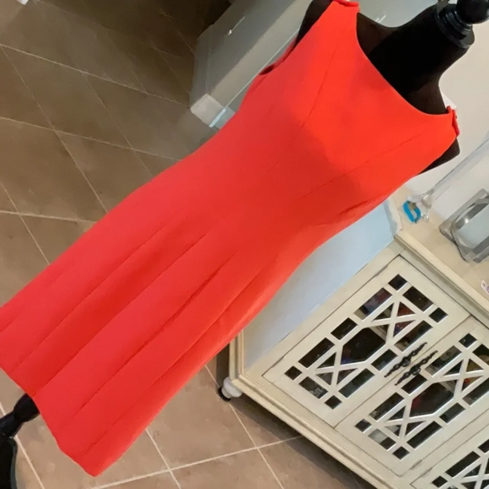 Tory Burch orange back zip shift dress, sleeveless, gold hardware, size 10